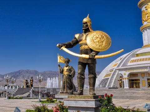 Independence statues Ashgabat Turkmenistan